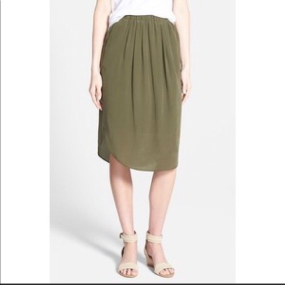 Madewell Dresses & Skirts - Madewell Silk Island Olive Green Midi-Skirt